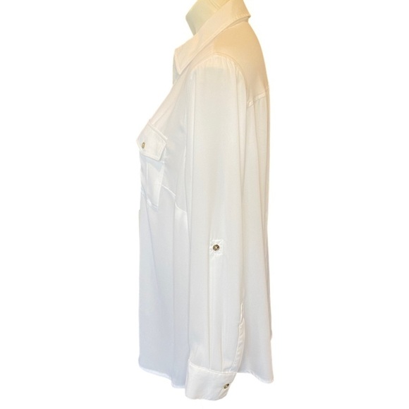 MICHAEL Michael Kors White Blouse with Gold Zipper Long Sleeves Size 1X - Picture 6 of 14